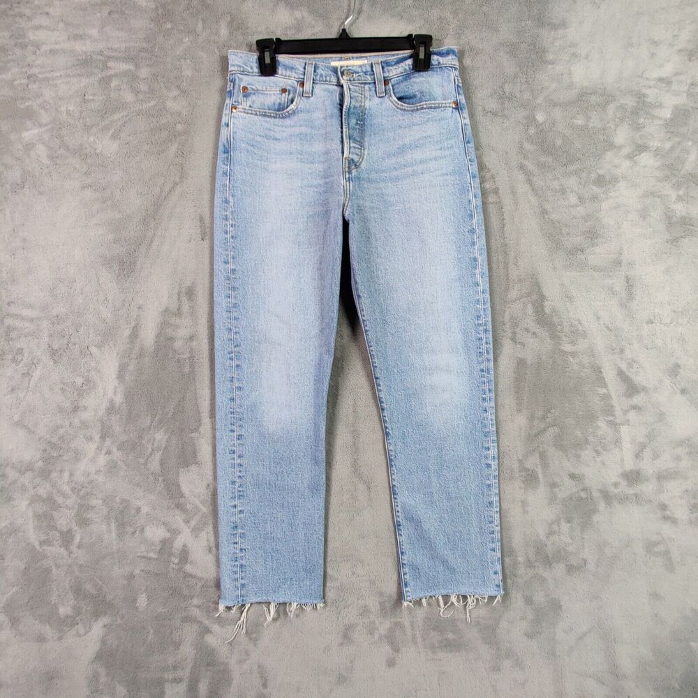 Levis Premium Jeans Women 29 Blue Wedgie Straight High Rise Denim Button Fly